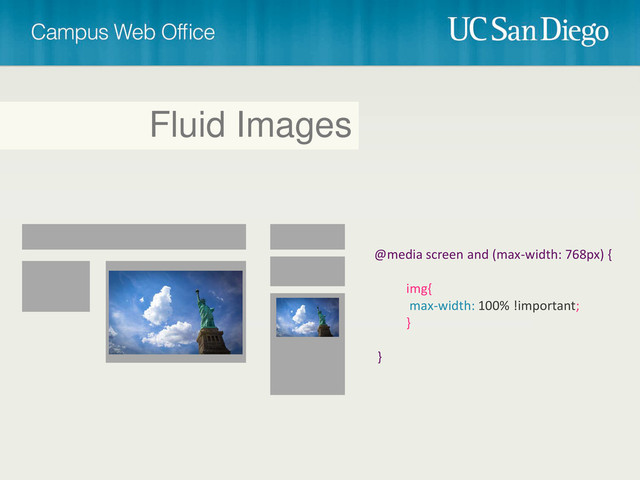@media screen and (max-width: 768px) {
img{
max-width: 100% !important;
}
}
Fluid Images
