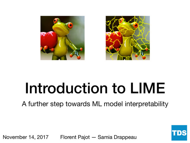 Introduction to LIME
A further step towards ML model interpretability
Florent Pajot — Samia Drappeau
November 14, 2017
