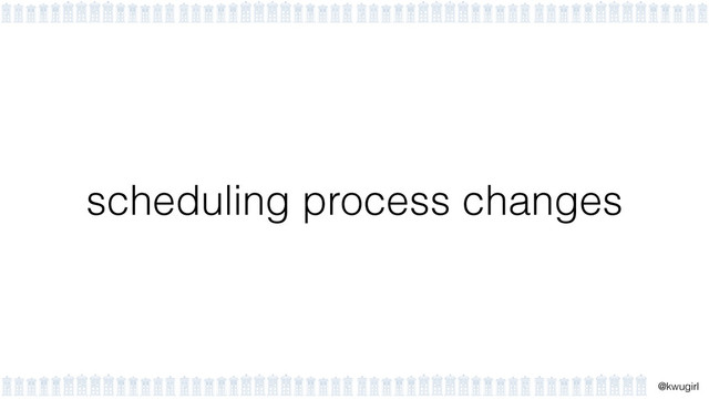 !
@kwugirl
scheduling process changes
