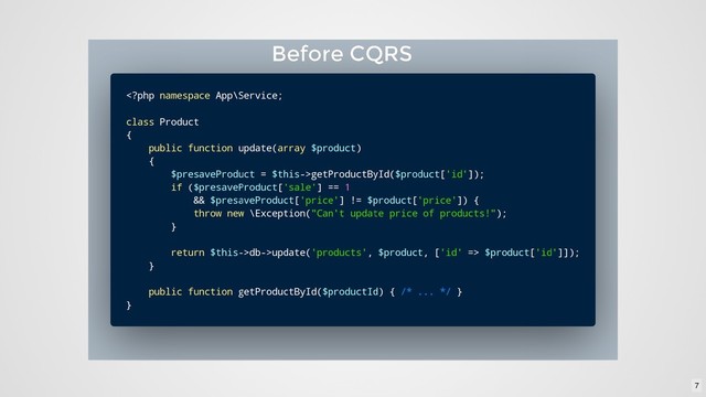 Before CQRS
Before CQRS
7
