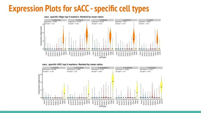 Expression Plots for sACC - speciﬁc cell types
