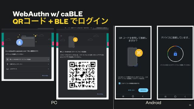 WebAuthn w/ caBLE


QRίʔυ + BLE ͰϩάΠϯ
￼
50
PC Android
