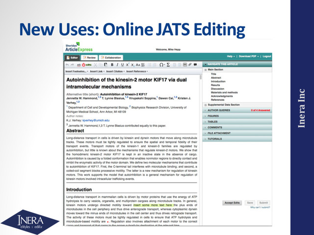 Inera Inc
New Uses: Online JATS Editing
