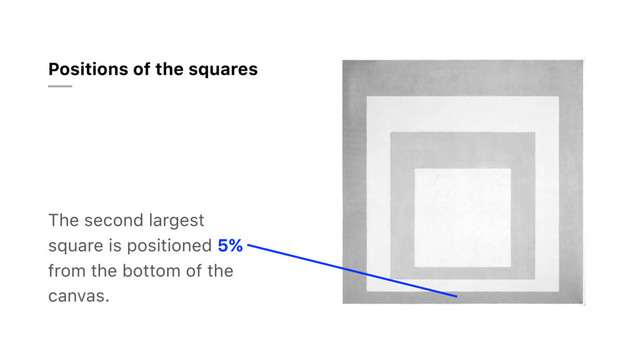 Positions of the squares
The second largest
square is positioned 5%
from the bottom of the
canvas.
