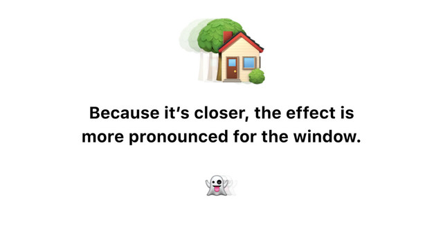Because it’s closer, the effect is
more pronounced for the window.






