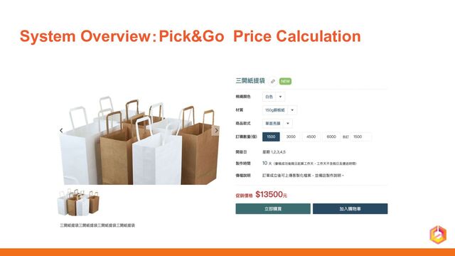 System Overview：Pick&Go Price Calculation
