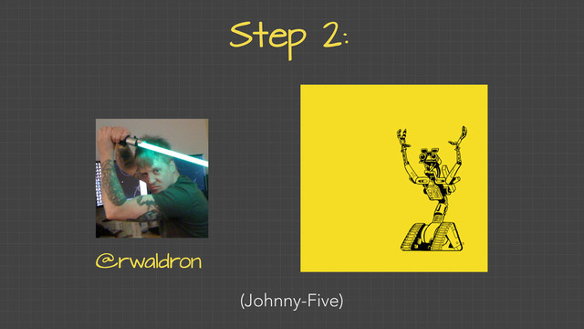 Step 2:
(Johnny-Five)
@rwaldron
