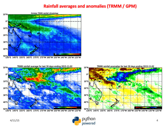 Rainfall averages and anomalies (TRMM / GPM)
4/11/15 4
