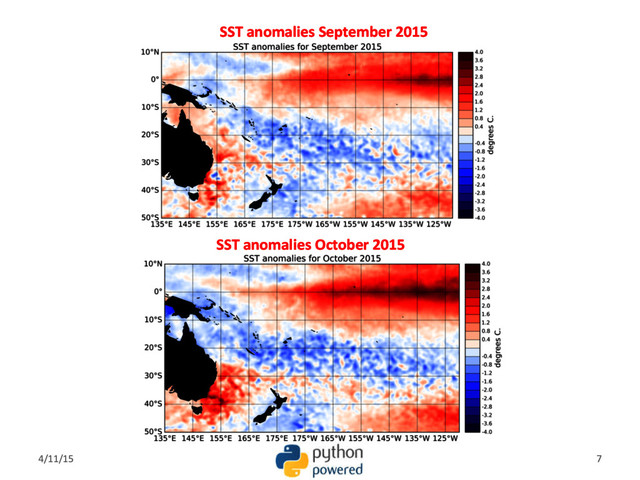 SST anomalies September 2015
SST anomalies October 2015
4/11/15 7
