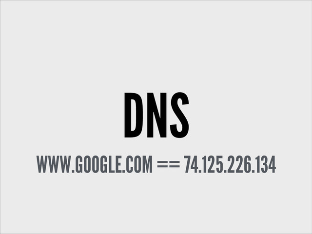 DNS
WWW.GOOGLE.COM == 74.125.226.134
