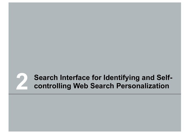 2 Search Interface for Identifying and Self-
controlling Web Search Personalization
