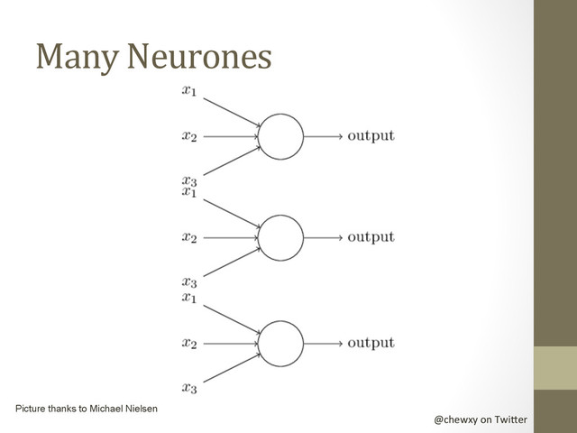 @chewxy	  on	  Twi-er	  
Many	  Neurones	  
Picture thanks to Michael Nielsen
