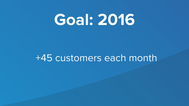 Goal: 2016
+45 customers each month
