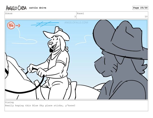 Scene
3
Panel
10
Dialog
Really hoping this Blue Sky place sticks, y'know?
cattle drive Page 25/30
