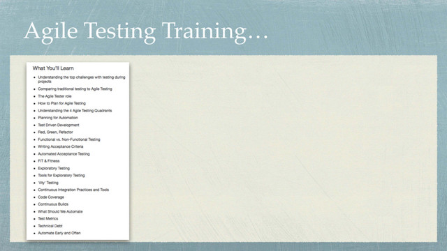 Agile Testing Training…
