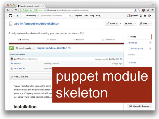 puppet module
skeleton
