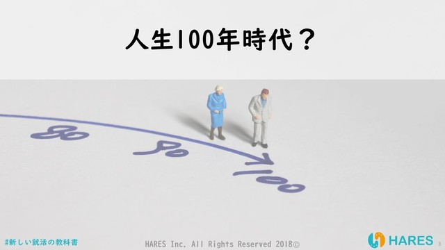 3
#新しい就活の教科書 HARES Inc. All Rights Reserved 2018©
人生100年時代？
