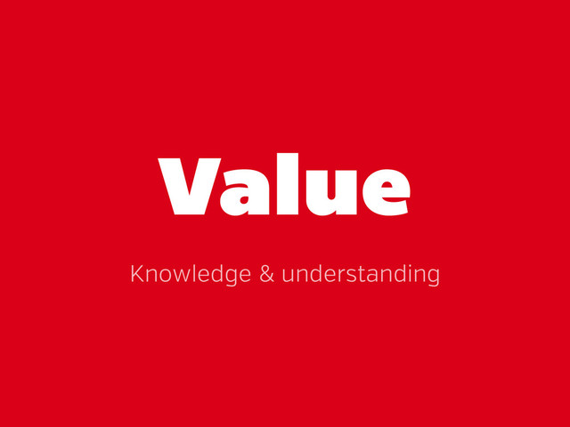 Value
Knowledge & understanding
