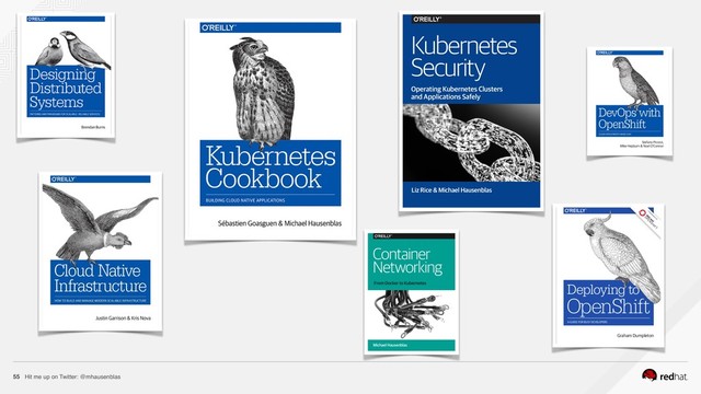 Hit me up on Twitter: @mhausenblas
55
Liz Rice & Michael Hausenblas
Operating Kubernetes Clusters
and Applications Safely
Kubernetes
Security
