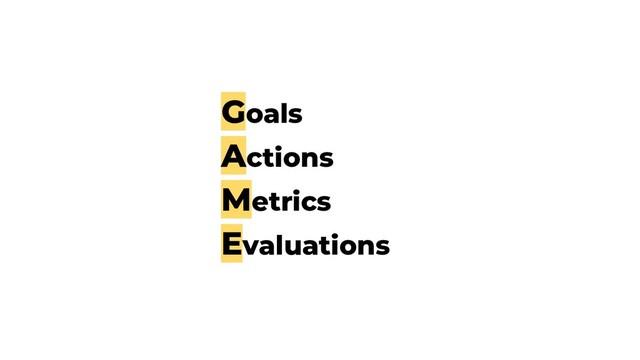 Goals
Actions
Metrics
Evaluations
