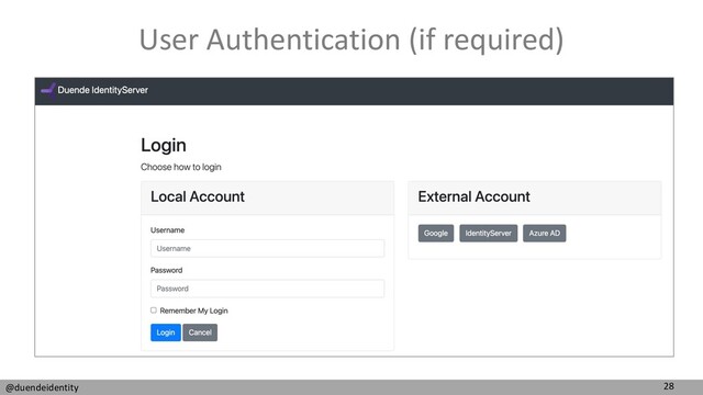 28
@duendeidentity
User Authentication (if required)
