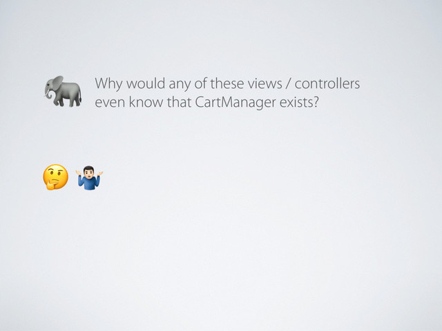 Why would any of these views / controllers
even know that CartManager exists?
 *

