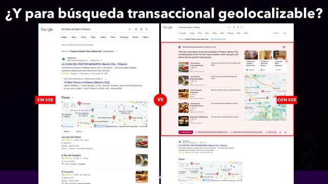 LA IA & SU IMPACTO EN LA BÚSQUEDA POR @ALEYDA EN #SEODAY
VS
SIN SGE
¿Y para búsqueda transaccional geolocalizable?
CON SGE
