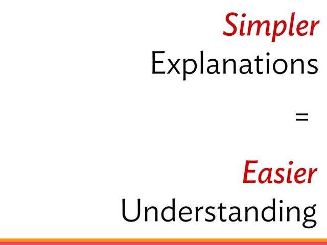 Simpler
Explanations
Easier
Understanding
=
