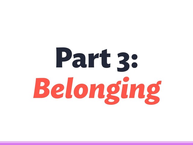 Part 3:
Belonging
