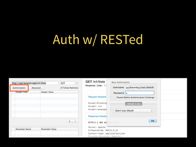 Auth w/ RESTed
