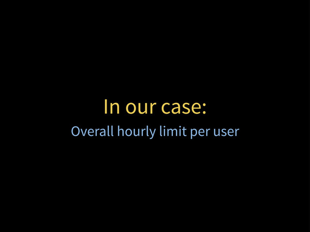 In our case:
Overall hourly limit per user
