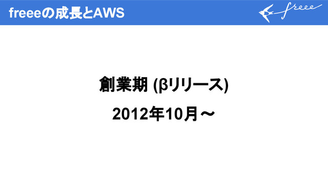 freeeの成長とAWS
創業期 (βリリース)
2012年10月〜
