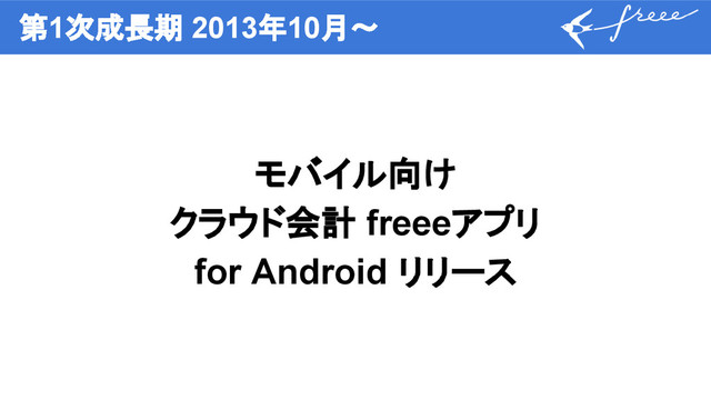 第1次成長期 2013年10月〜
モバイル向け
クラウド会計 freeeアプリ
for Android リリース
