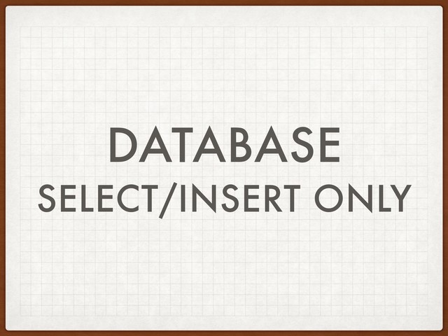 DATABASE
SELECT/INSERT ONLY
