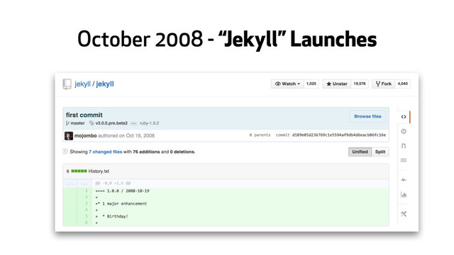 October 2008 - “Jekyll” Launches

