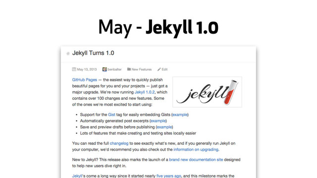 May - Jekyll 1.0
