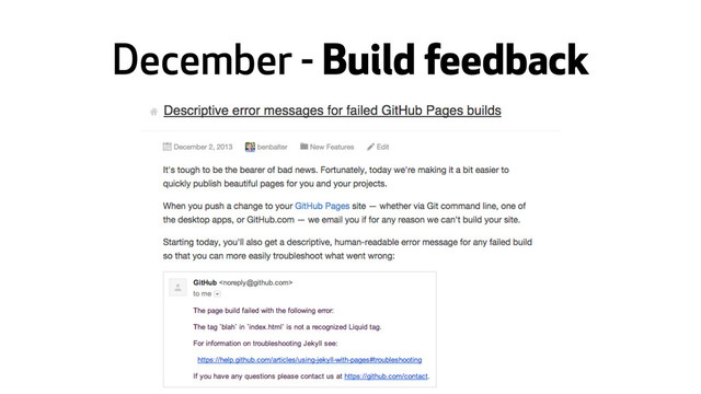 December - Build feedback
