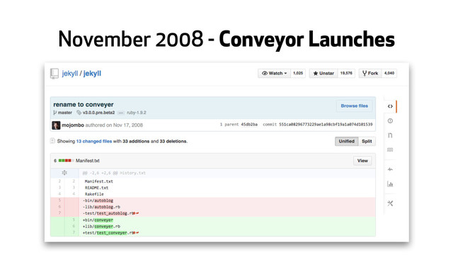 November 2008 - Conveyor Launches
