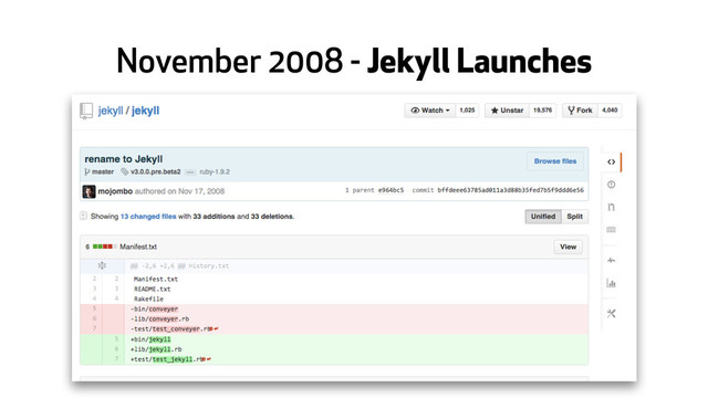 November 2008 - Jekyll Launches

