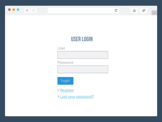 +
User Login
User
Password
> Register
> Lost your password?
Login
