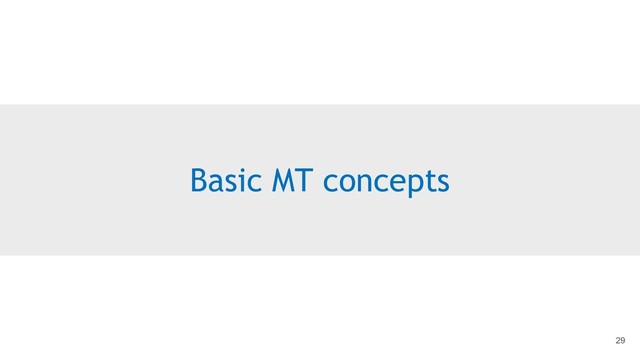 Basic MT concepts
29
