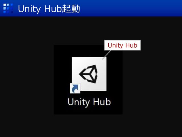 Unity Hub起動
Unity Hub
