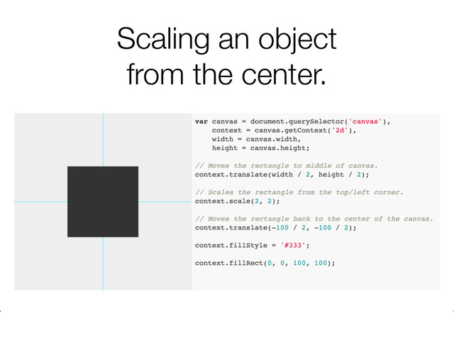 Scaling an object
from the center.
