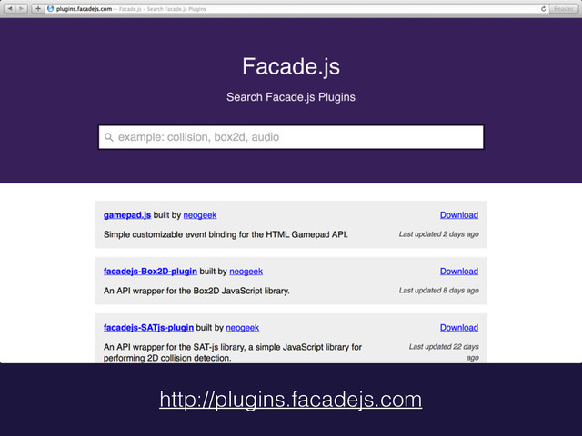 http://plugins.facadejs.com

