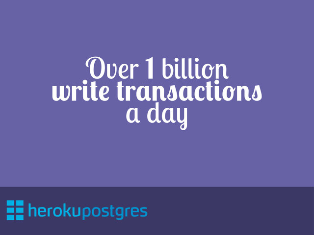 Over 1 billion
write transactions
a day
