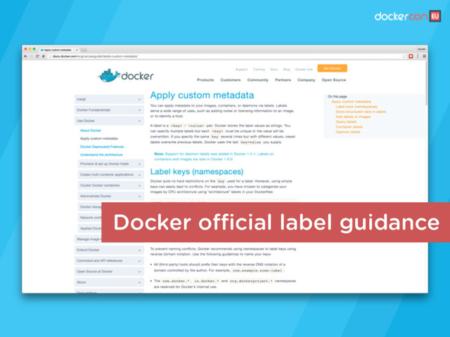Docker oﬃcial label guidance
