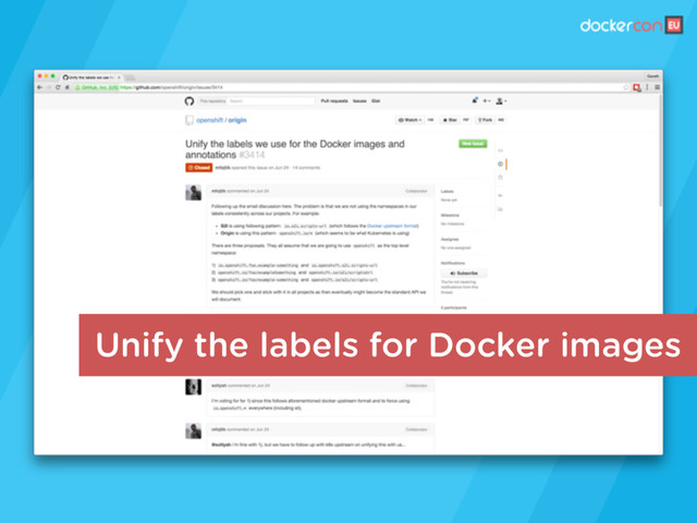 Unify the labels for Docker images
