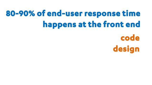80-90% of end-user response time
happens at the front end
code
design
