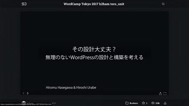https://speakerdeck.com/h2ham/wordcamp-tokyo-2017-h2ham-toro-unit
