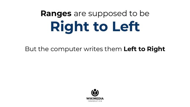 Ranges are supposed to be
Right to Left
But the computer writes them Left to Right
